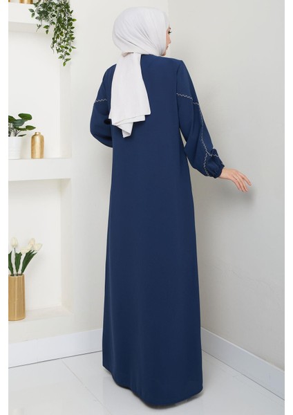 Kolları Nakışlı Ferace Indigo HM2721 indirimleri