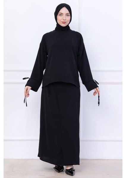 Yandan Bağlamalı Ayrobin Etekli Takım Siyah HM2738 indirimleri