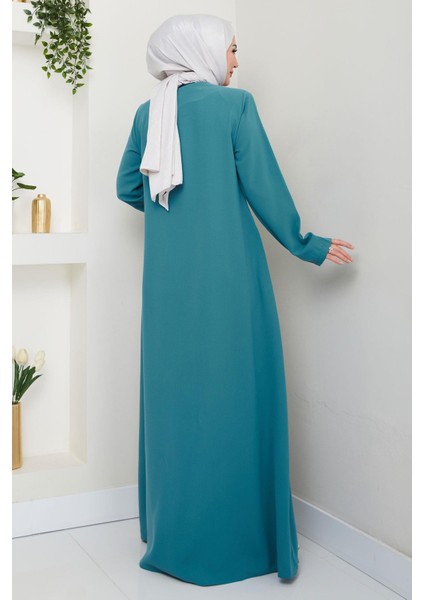 Fermuarlı Büyük Beden Ferace Mint HM2488 indirimleri