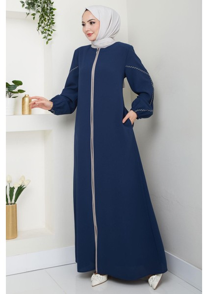 Kolları Nakışlı Ferace Indigo HM2721 fiyatları