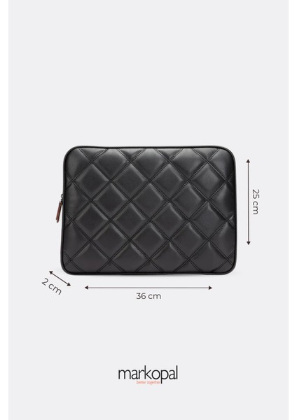 Omuz Askılı Notebook Çanta Tablet Laptop Kılıfı 13"-14" Kapitone Deri Siyah fiyatları