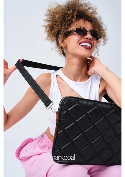 Omuz Askılı Notebook Çanta Tablet Laptop Kılıfı 13"-14" Kapitone Deri Siyah indirimleri