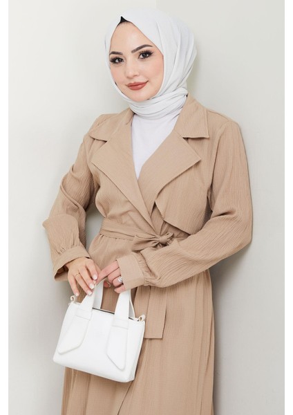 Yazlık Kruvaze Yaka Trençkot Ikili Takım Vizon HM2703 fiyatları