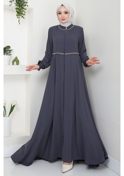 Nakışlı Mevlana Ferace Antrasit HM2359