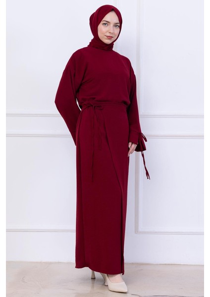 Yandan Bağlamalı Ayrobin Etekli Takım Bordo HM2738 fiyatları