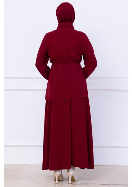 Beli Bağlamalı Etekli Ayrobin Takım Bordo HM2734 fırsatları