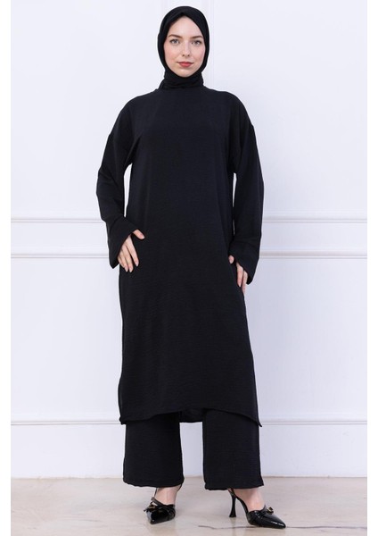 Uzun Tunikli Ayrobin Takım Siyah HM2770