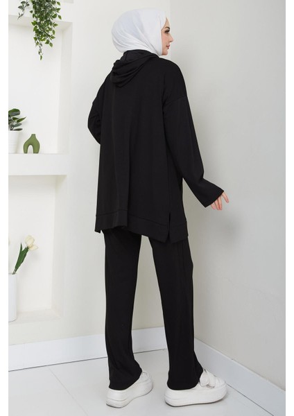 Çıtçıtlı Kapüşonlu Ikili Takım Siyah HM2646