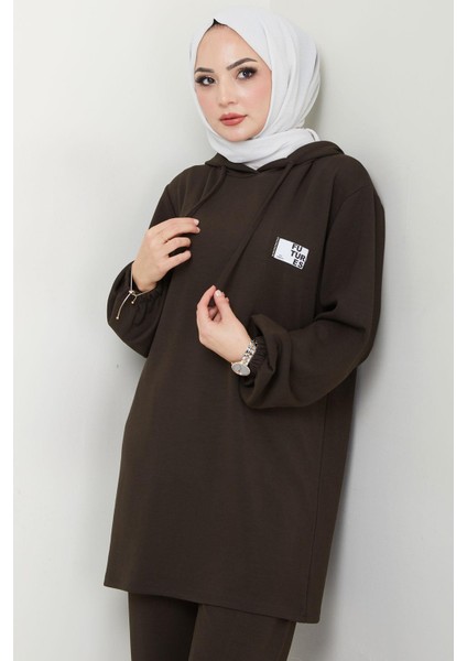 Arma Detaylı Kapüşonlu Ikili Takım Acı Kahverengi HM2654 fiyatları