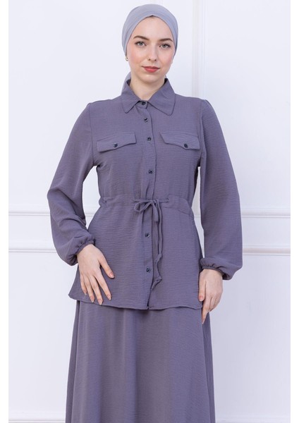 Beli Bağlamalı Etekli Ayrobin Takım Gri HM2734 fiyatları