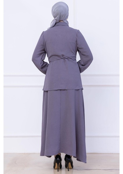 Beli Bağlamalı Etekli Ayrobin Takım Gri HM2734 indirimleri