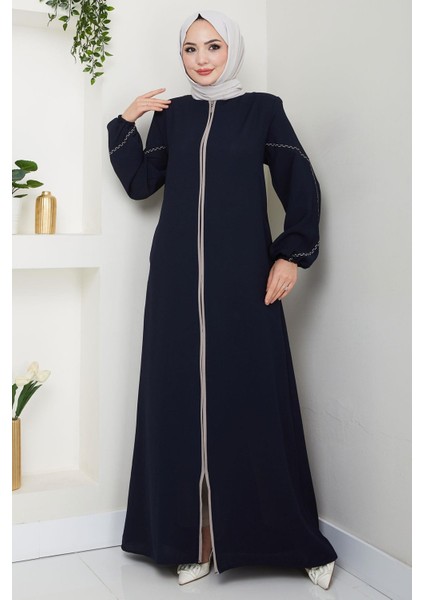 Kolları Nakışlı Ferace Lacivert HM2721