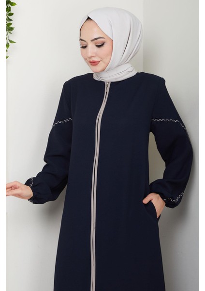 Kolları Nakışlı Ferace Lacivert HM2721 fiyatları