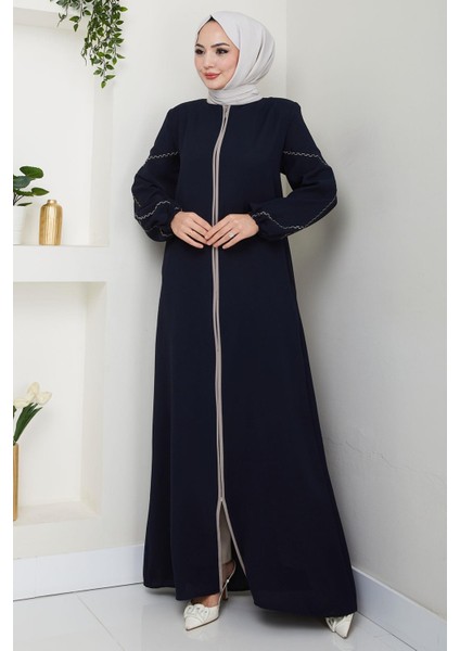 Kolları Nakışlı Ferace Lacivert HM2721 fırsatları