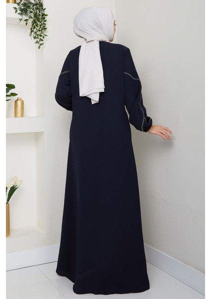 Kolları Nakışlı Ferace Lacivert HM2721 indirimleri