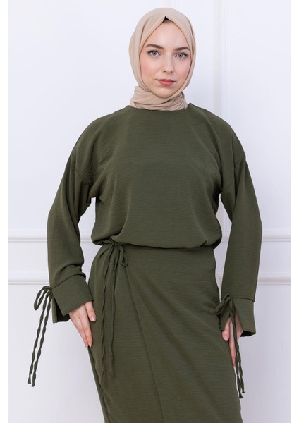 Yandan Bağlamalı Ayrobin Etekli Takım Haki HM2738 fırsatları