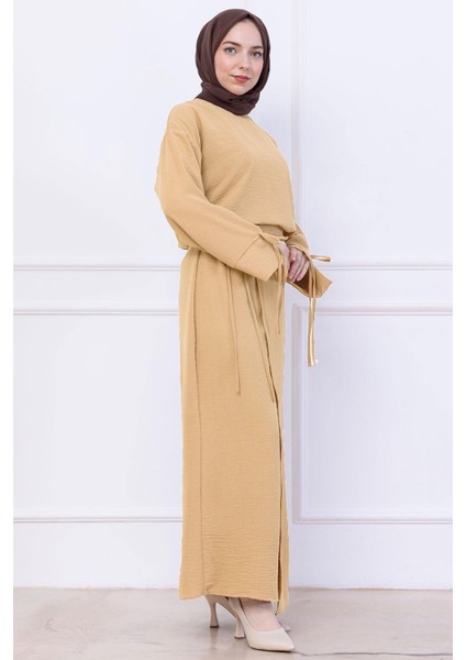 Yandan Bağlamalı Ayrobin Etekli Takım Bej HM2738 modelleri