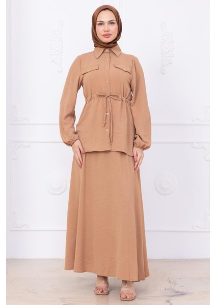 Beli Bağlamalı Etekli Ayrobin Takım Camel HM2734