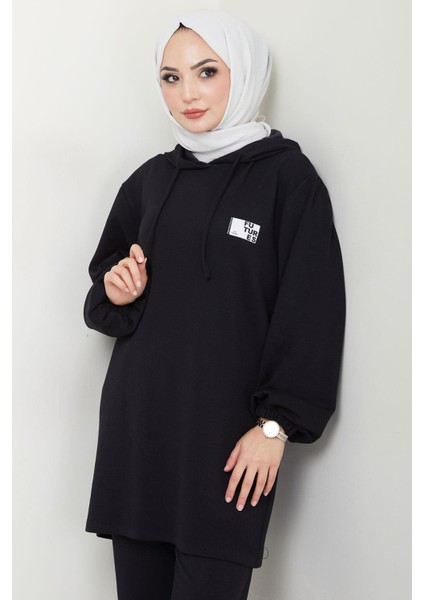Arma Detaylı Kapüşonlu Ikili Takım Siyah HM2654 fiyatları