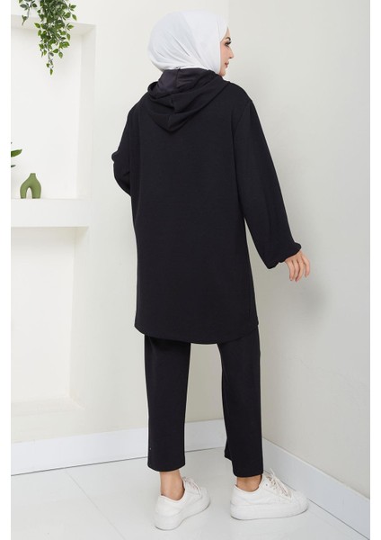 Arma Detaylı Kapüşonlu Ikili Takım Siyah HM2654 fırsatları