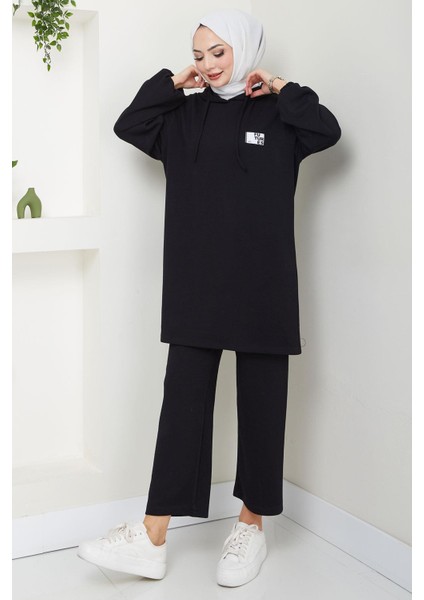 Arma Detaylı Kapüşonlu Ikili Takım Siyah HM2654 indirimleri