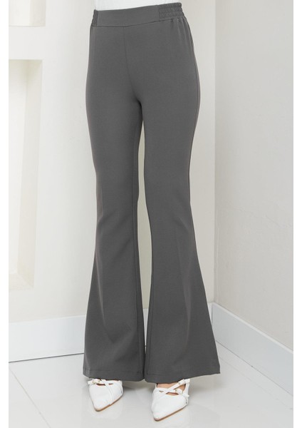 Beli Lastikli Ispanyol Paça Kumaş Pantolon Füme HM2781
