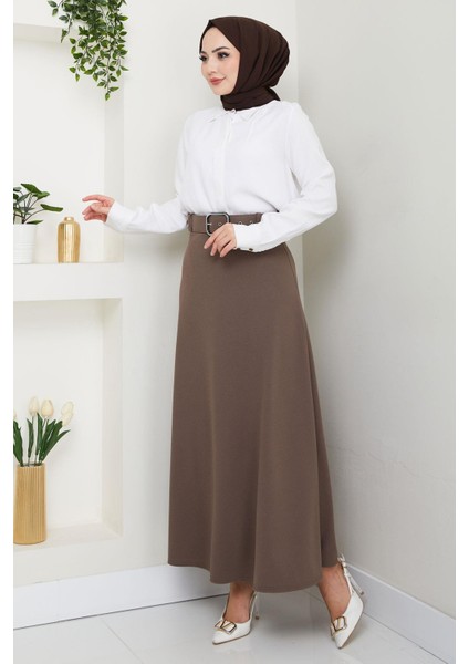 Kemerli Mevlana Etek Kahverengi HM2370 modelleri