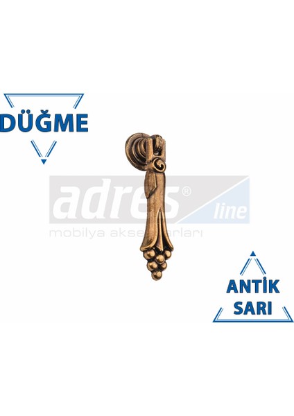 Üzümlü Sallama Düğme 8'li Antik Sarı
