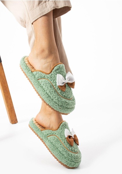 Yeşil Papyon Kışlık Kadın Terlik fiyatları