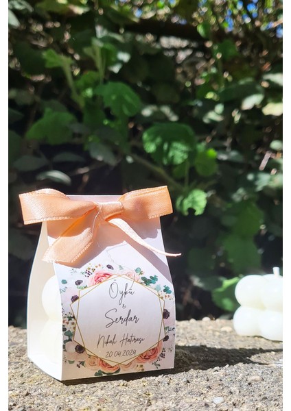 Kartlı Kurdeleli Bubble Mum Nikah Şekeri Söz Nişan Hediyelik 10 Adet modelleri