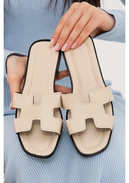 Bej Önü Yanı Açık Kadın Terlik Dış Mekan Ve Ev Terliği fırsatları