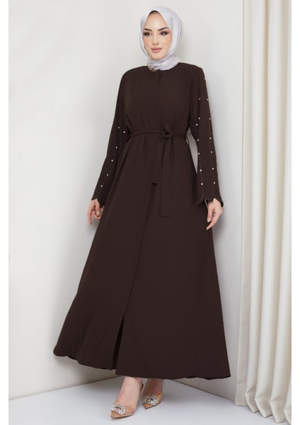 Kolu Taşlı Gizli Patlı Ferace Acı Kahverengi HM2152