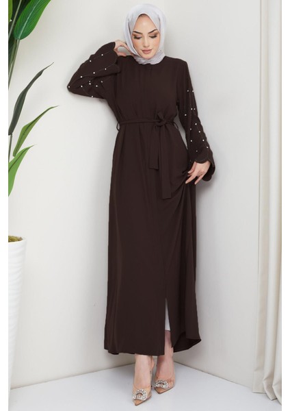 Kolu Taşlı Gizli Patlı Ferace Acı Kahverengi HM2152 fırsatları