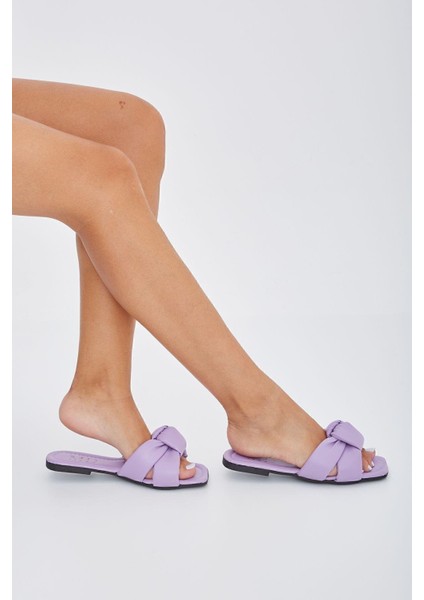 Lila Bağlı Kadın Terlik Dış Mekan ve Ev Terliği modelleri