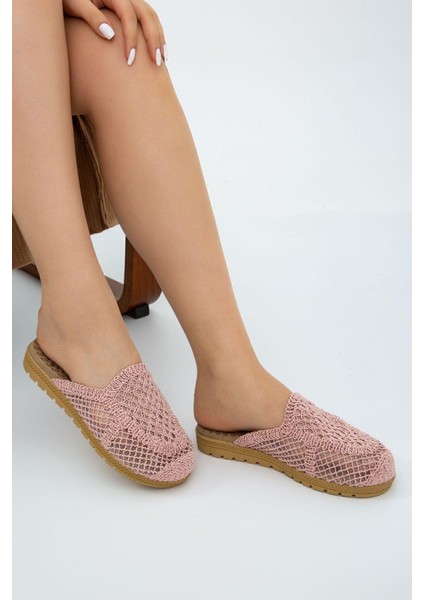 Pudra Önü Kapalı Hasır Örgü Dış Mekan Ve Ev Terliği modelleri