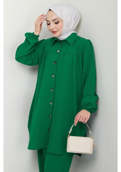 Büzgülü Gömlekli Ikili Takım Zümrüt HM2689 fırsatları