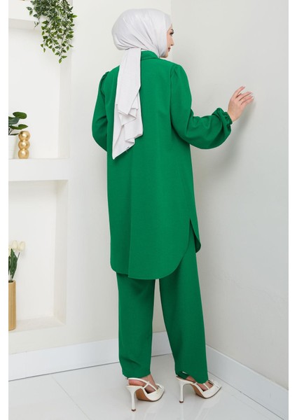 Büzgülü Gömlekli Ikili Takım Zümrüt HM2689 indirimleri