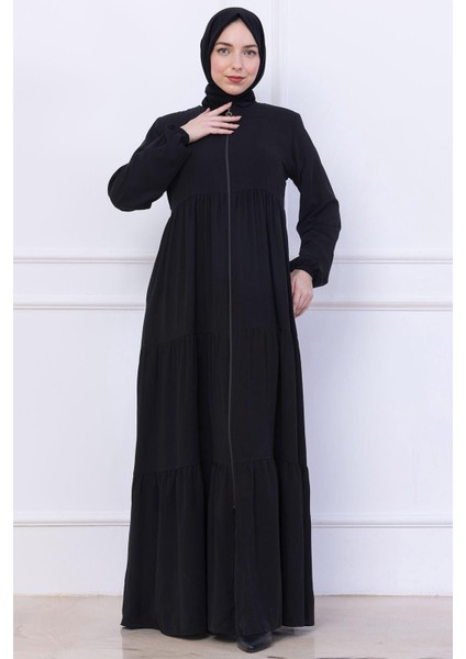 Kat Kat Büzgülü Ferace Siyah HM2735 fırsatları