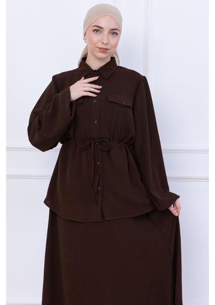 Beli Bağlamalı Etekli Ayrobin Takım Kahverengi HM2734 fiyatları