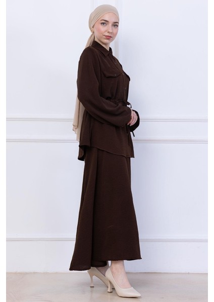 Beli Bağlamalı Etekli Ayrobin Takım Kahverengi HM2734 fırsatları