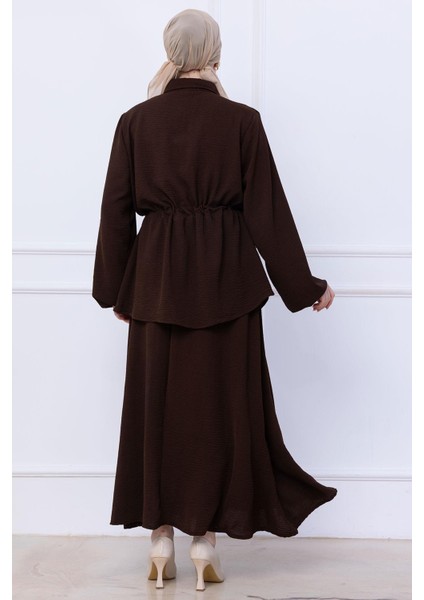 Beli Bağlamalı Etekli Ayrobin Takım Kahverengi HM2734 indirimleri