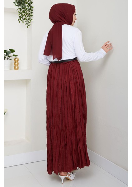 Kraşlı Etek Bordo HM2706 fırsatları
