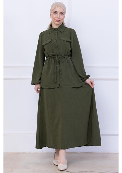 Beli Bağlamalı Etekli Ayrobin Takım Haki HM2734 modelleri