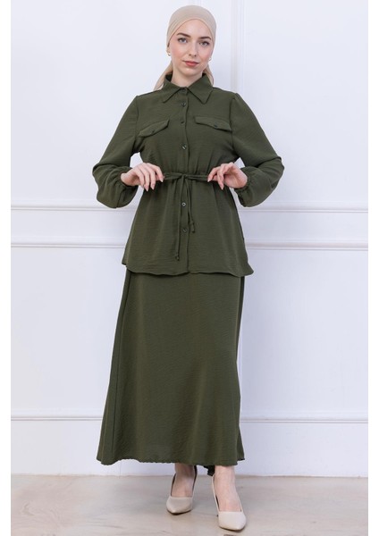 Beli Bağlamalı Etekli Ayrobin Takım Haki HM2734 fırsatları