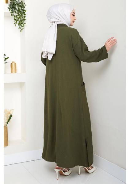 Yarım Fermuarlı Cepli Ayrobin Takım Haki HM2759