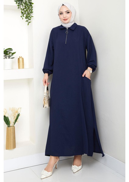 Yarım Fermuarlı Cepli Ayrobin Takım Lacivert HM2759