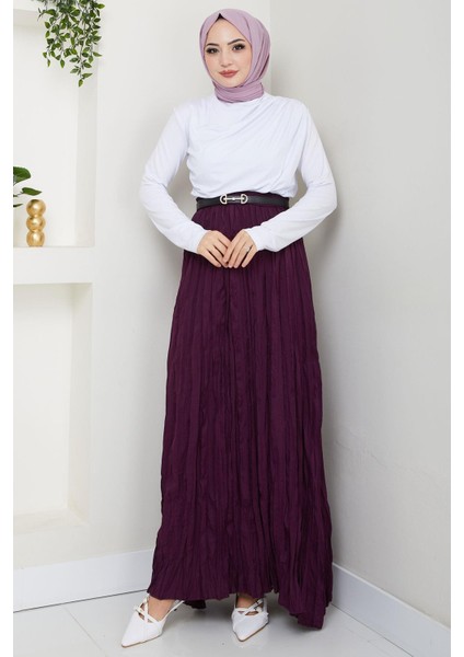 Kraşlı Etek Mor HM2706