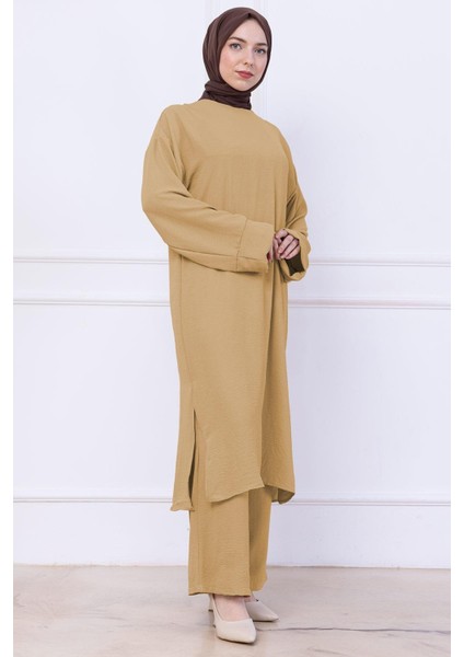 Uzun Tunikli Ayrobin Takım Camel HM2770 modelleri