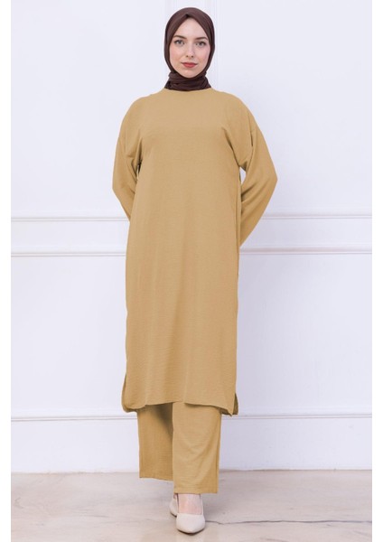 Uzun Tunikli Ayrobin Takım Camel HM2770 fırsatları