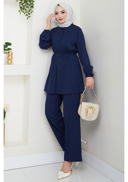 Hakim Yaka Gömlekli Ikili Takım Lacivert HM2688